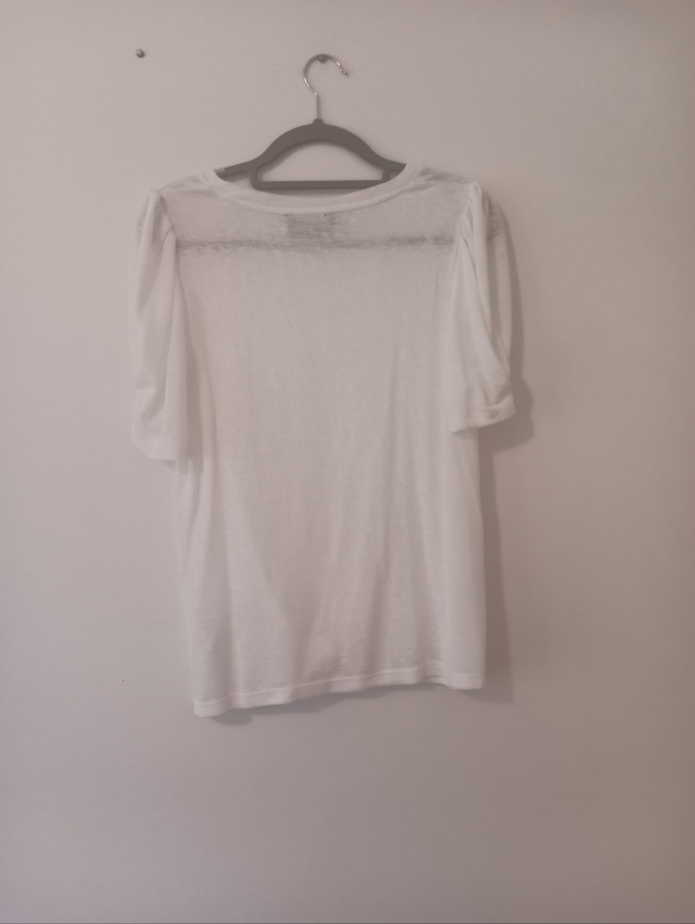DKNY White Puff Sleeve Tie Front Top NWOT Medium - Picture 4 of 5